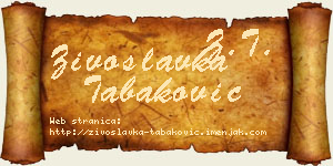 Živoslavka Tabaković vizit kartica